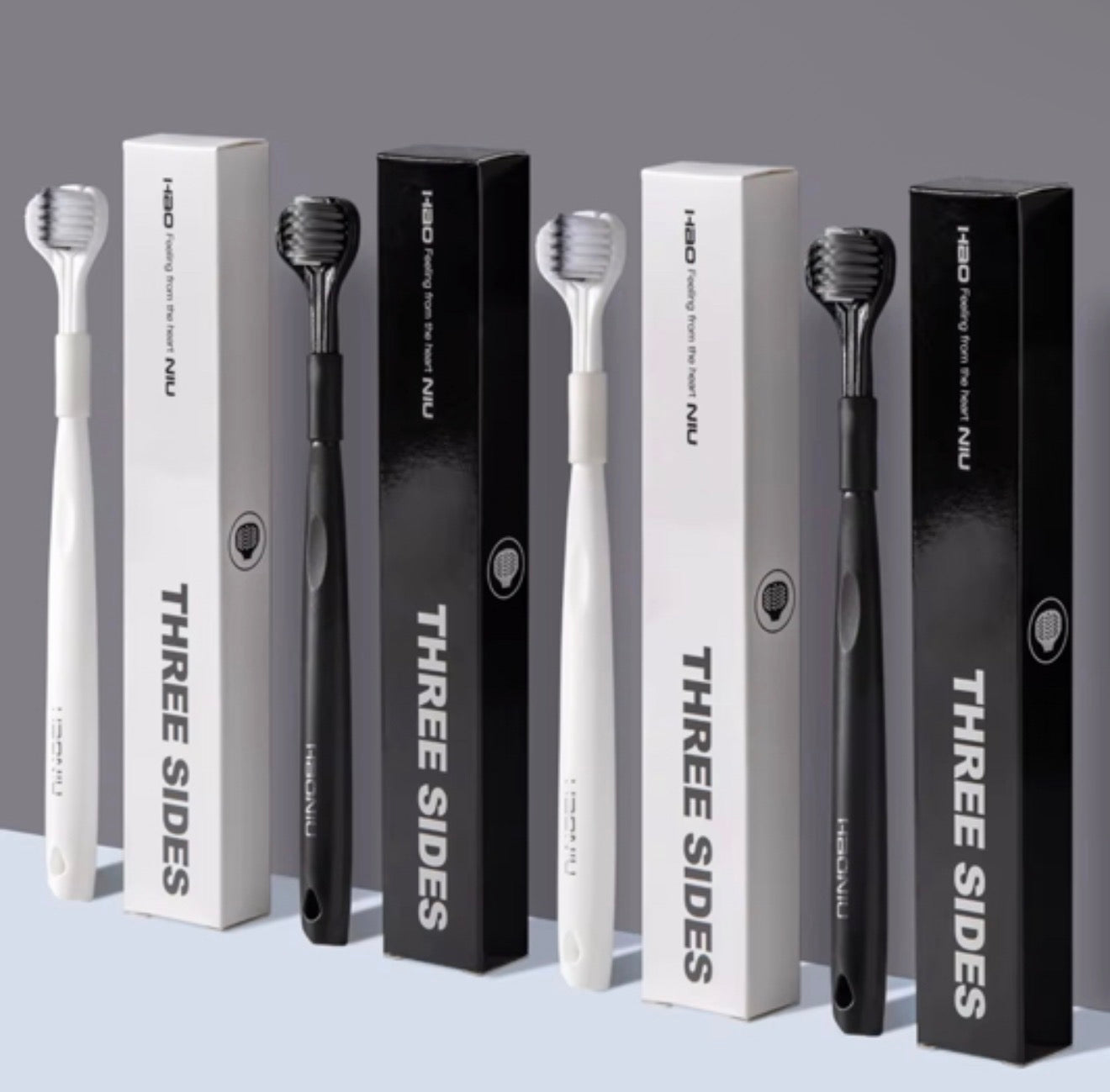 Single 3-sided toothbrush